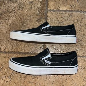 BLACK unisex canvas slip on vans, W8/ M6.5